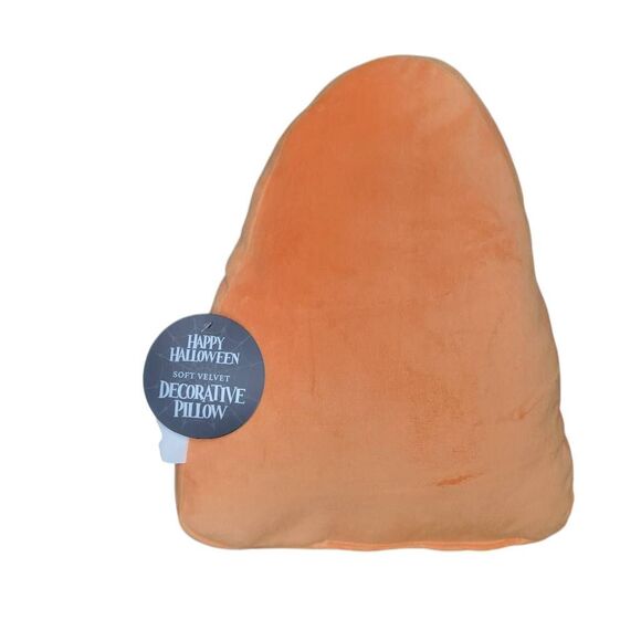Happy Halloween Large Candy Corn Soft Velvet Decorative Pillow, 10 x 12 inches - Picture 2 of 4